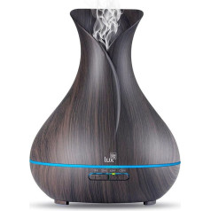 Likemylux Aroma Diffuser 400 ml - Ultrasonic Oil Diffuser - LED with 7 Light Colours - Fragrance Diffuser/Humidifier for Aromatherapy - Wood Grain, Dark - for Yoga Salon, Living Room, Bedroom, Children's Room