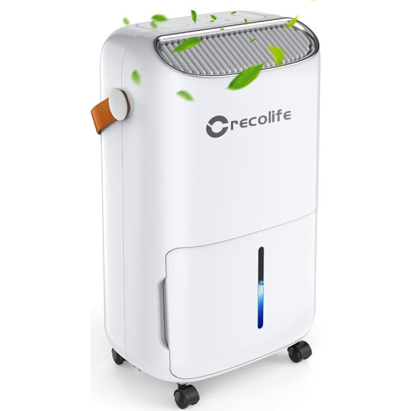 Compressor Dehumidifier, 12 L/Day, Quiet Electric Dehumidifier for 20 m² with Digital Display and Touch Control Pane, 2.5 L Water Tank, Timer 24 H