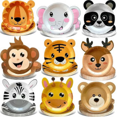 KEAGAN 90 Pieces Animal Shaped Paper Plates Jungle Safari Disposable Plates Cute Zoo Animal Party Plates Animal Baby Shower Party Supplies for Birthday Baby Shower Animal Jungle Safari Theme Party