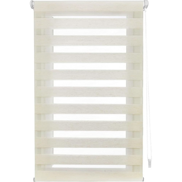 EasyFix Night and Day Roller Blind for Night and Day, Installation without Tools, Size 130 x 180 cm, No Drilling, Fabric Size 127 x 175 cm, for Night and Day Ecru