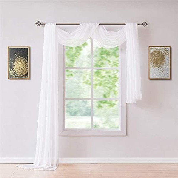 Decorative Plain Curtains Pelmet Free Hand Decoration Made of Transparent Voile Decorative Curtains for Bedroom Wedding Canopy Bed Living Room Wedding White Length 800 cm 1 Piece