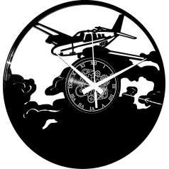 Vinyl Wall Clock with Travel Aeroplane Flight Attendant Pilot Motif