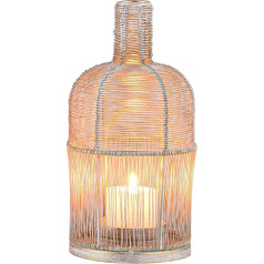 Marrakech Boho Decorative Lantern 25 cm Antique Metal in White Tea Light Holder as Table Decoration Living Room Decoration Candle Holder Lantern Preston as Balcony Patio & Garden Aesthetic Garden