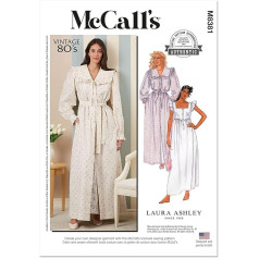 McCall's MCCALLS M8381A Women's Coat, Tie Belt and Nightdress by Laura Ashley A (XS-S-M-L), multicoloured