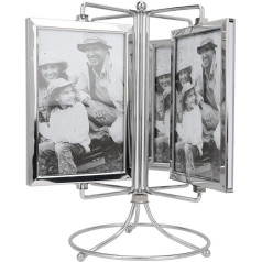 Home Rotating Photo Frame, Photo Display Stand for 4 x 6 Inch Photo, Restaurant Rotating Menu Frame, Vintage Retro Style Multiple Desk Table Picture Frame with Glass Front
