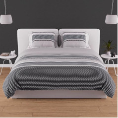 Soleil d'Ocre, Set of Comforter in Cotton 57 Son 240 x 220 cm Thales Grey