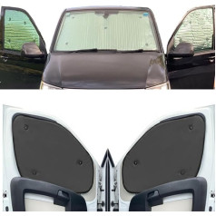 Thermal blinds compatible with Peugeot Partner (2007-2018) (complete set + tailgate with opening window) back colour in anthracite, reversible and thermal
