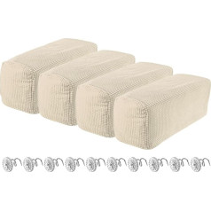 sourcing map Stretch Armrest Covers for Chairs Sofa Couch Armrest Covers with Swivel Pin Furniture Protector Slipcovers for Sofa Chair Lounger Cream White 4 Pack