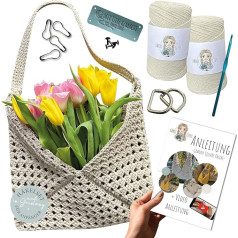 HÄKEL LIESE Crochet Set for Beginners - Bag Granny Square, Crochet Set, Crochet, Crochet Kit for Beginners, Learn to Crochet, Wool for Crochet, Crochet Bags, Granny Squares