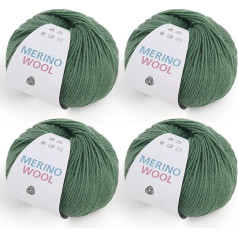 Merino Wool Yarn for Crochet and Knitting, Soft and Warm Knitting Wool, 100% Wool for Crochet Socks, Scarves, Blankets and Garments (Dark Green)