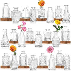 INFTYLE Glass Vases Set, 24 Pieces, Small Glass Vase for Flowers, Bud Vases in Bulk Vintage Flower Bottle, Small Glass Vase for Flower Arrangements, Decorative Centerpiece, Decoration for