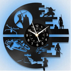 Star Wall Clock, Vinyl Record Wall Clock Decoration, Sci-Fi Film Wall Decoration, Gifts for Men, Boys