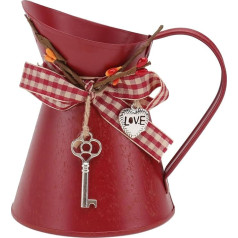 Metall-Blumenvase, französischer Landhausstil, Blumeneimer, rustikal, verzinkt, Mini-Vasen, Tischdekoration für Zuhause, Innen- und Außenbereich, Rot