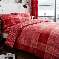 Gaveno Cavailia Luxury DENIM CHECK Bed Set with Duvet Cover and Pillow Case, Polyester-Cotton, Red, Single