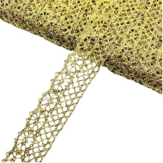 Whakano 2 Yards Spitzenborte Spitzenband,Dekoband,Verzierung Spitzenbesatz,Band für DIY Nähen Handwerk,Kleidung,Hochzeitskleid,Blumensträuße,Kopfbedeckung,Vorhänge Dekoration,D,breit 2,2cm,Gold