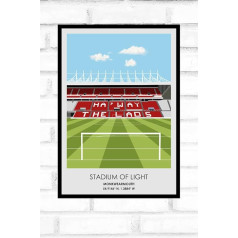 Hewson's Gifts Sunderland United Football Stadium Print - Gift for Football Fan, Gift for Father, Brother, Son, Stadium Print, Gift (Sunderland United, A4 Size (Light Stadium))