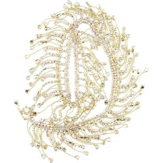 Strass-Kette, Strass-Quastenkette, Fransen, Braut-Applikation, Verzierung, Kristall, Kleidung, Tasche, Dekoration, glitzernd, Diamant, Hochzeit, Abschlussball, Abendkleid, Handwerk (Gold, AB)