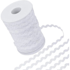 GORGECRAFT 75 m x 5 mm White Ric Rac Fringe Trim Wavy Polyester Webbing Zigzag Edge Braid Trim for Sewing Crafts Gift Wrapping Bow Making