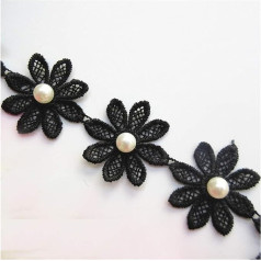 20 Pieces Pearl White Pearl White Black Daisy Flower Embellishments for Clothes Sewing