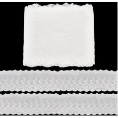 FREEBLOSS 19.5cm Wide Cotton Lace Trim, 5 Yards Lace Trim Stretch Lace Ribbon for Sewing, Embroidered Ribbon, Decorative Edge for Sewing, Fabric Trims and Embellishments