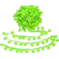 QUARKZMAN 10 Yards Pom Pom Trim Ribbon, 1 Inch Wide Fluorescent Green Pom Pom Ball Fringe Trim Sewing Fringe Fabric Trim Ribbon for DIY Crafts Curtain Clothes Pillow Home Decoration