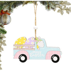 Happy Easter Decoration - Festival Bunny Construction Embellishments - Hanging Ornaments with Lanyards, Eggs, Rabbits, Carrot, Easter, Cut-Outs, Easter Theme, Party Decoration