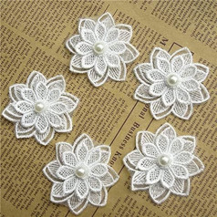 12pcs Polyester Beads Flowers Embroidered Lace Trim Lace Ribbon Lace Border Fabric Lace Flower Border Sewing Accessories Craft Decoration DIY Handmade