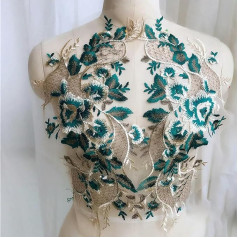 Green Lace Flower Embroidery Patches Sew on Clothes Dress Chiffon Applique Repair Handmade Craft Style 3