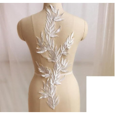 22x57cm Craft Lace Collar Embellishment Garment Motif Neckline DIY Sewing Long Lace Applique Fabric Dress (Color : 1)