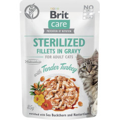 care cat sterilizēts maigs tītara gaļas maisiņš - mitrā kaķu barība - 85 g