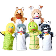 Melissa & Doug Animal Lovers Hand Puppets Set of 6 (Cat, Dog, Horse, Parrot, Turtle, Rabbit, Horse)