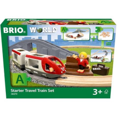 BRIO World 36079 Travel Train Starter Set A, 22-Piece Wooden Toy Train Set for Children from 3 Years