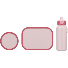 Mepal - Campus lunch set - Set for children with pop-up drinking bottle, lunch box and fruit box - Lunch set for school or on the go - Dishwasher safe - 400 + 750 + 300 ml - Cool pink
