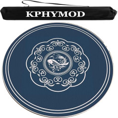 KPHYMOD Mahjong Spiel Matte Chinesisch Bedruckte Mahjong-Tischmatte mit Aufbewahrungstasche, rutschfeste, geräuschreduzierende runde Tischdecke, Brettspielmatte aus Samt(Blue,27.56x27.56 in)