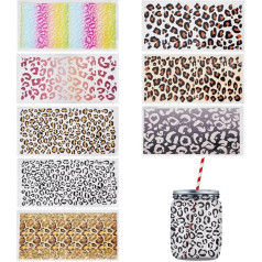 DELORIGIN Transferaufkleber für Glasbecher, 8 Stile, Leopardenmuster, 8 Blatt, wasserfest, Transferaufkleber, transparente Folie, Transfer-Aufkleber für Tassen, Glas, Handwerk, Schreibtisch, Telefon,