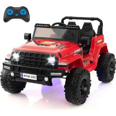 COSTWAY 24 V Children's Electric Car, Children's Car Electric 2 Seater, Children's Car with 2.4G Remote Control, Jeep Car with Music, Horn & LED Lights, for Children from 3 Years (Red)