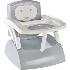 THERMOBABY 2 in 1 Chair Raiser - Extendable into an Armchair - Removable Tray - Clever Folding - 3 Point Harness - From 6 Months - Up to 15kg - Grey