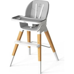 GAIVE 8 in 1 High Chair, Convertible Wooden Baby High Chair with Tray, Adjustable High Chair for Babies and Toddlers, Easy to Clean, Grow with the Family, Booster, Learning Table, High Stool
