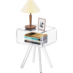 solaround Acrylic Bedside Table, Modern Design, Clear Home Decor, Display, End Table (Transparent Style A)