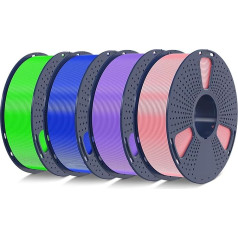 SUNLU 4 kg PLA + 2.0 Filament 1.75 mm, Upgrade PLA Plus 3D Printer Filament, Dimensional Accuracy +/-0.02 mm, 1 kg Spool, 4 kg in Total, Pink + Purple + Blue + Green