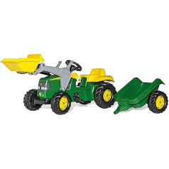 Rolly Toys toys rollyKid John Deere 023110 Children's Pedal Tractor with Front Loader and Trailer Green