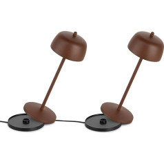 Theta 2 x Dimmable LED Battery Table Lamp, Wireless Rechargeable Table Lamp in Italian Design, Indoor and Outdoor IP65, 2700-4000K, 9-24 Hours, Designed by Zafferano LVL (Corten)