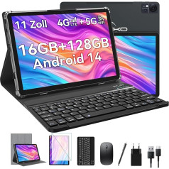 ZONKO Tablet 11 Inch Android 14 Tablets 4G LTE Tablets with 2 SIM 1 SD Slot, 16GB + 128GB (2TB TF) Gaming Tablet Android with Keyboard Mouse Pen 5G WiFi Tablet PC Octa-Core 13+10MP 8650mAh GPS Grey