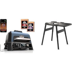 Ninja Woodfire Pro Connect XL Electric BBQ Smoker Grill & Woodfire Adjustable Stand and Side Table