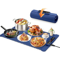 Electric Food Warmer Warming Plate, Buffet Warmer Electric with 5 Adjustable Temperatures & 4 Hour Timer, All-Surface Heating, Heating Plate Food for Buffet Server, Family, Party Blue