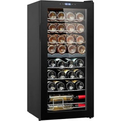 VEVOR Wine Fridge Drinks Fridge with Double Zones 32 Bottles, LED Fridge with Plastic Door, Drinks Refrigerators Freestanding, Mini Fridge Mini Bar with UV Protection, 5-18 °C
