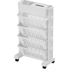 Naroote Rolling Cart with Wheels, Large Capacity for Organising Laundry Rooms, Rolling Trolley, Mobile Shelf, Bathroom Organiser, Multi-Purpose Trolley for Office, Bathroom, Kitchen (5 Layers)