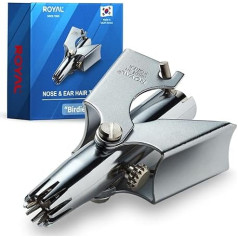 [Made in Korea] ROYAL Nose and Ear Hair Trimmer for Men, Manual, Battery-Free, Waterproof, Stainless Steel, Painless with Twelve Double-Edged Blades, Patented Mechanism (Silver)