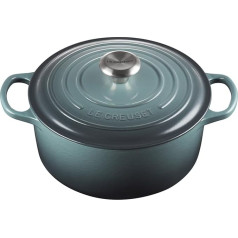Le Creuset Signature 21177243602430 Cast Iron Casserole Dish with Lid, Diameter 24 cm, Round, Suitable for All Types of Cookers and Induction, Volume: 4.2 L, 4.305 kg, Ocean