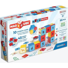 Geomag, Magicube Word Building Clips, Magnetic Games for Children Aged 3 Years and Above, English Learning Set, 79-Piece Pack